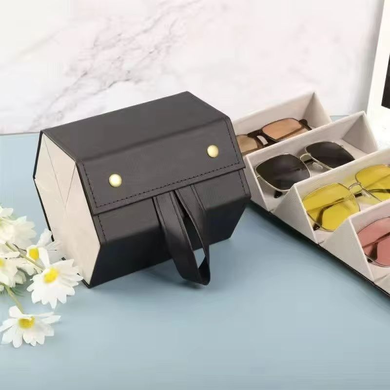 Elegant PU Leather Multi Grid Glasses And Jewelry Organizer Box 5
