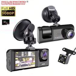 1080p dual/triple lens car dash cam with night vision & optional rear camera