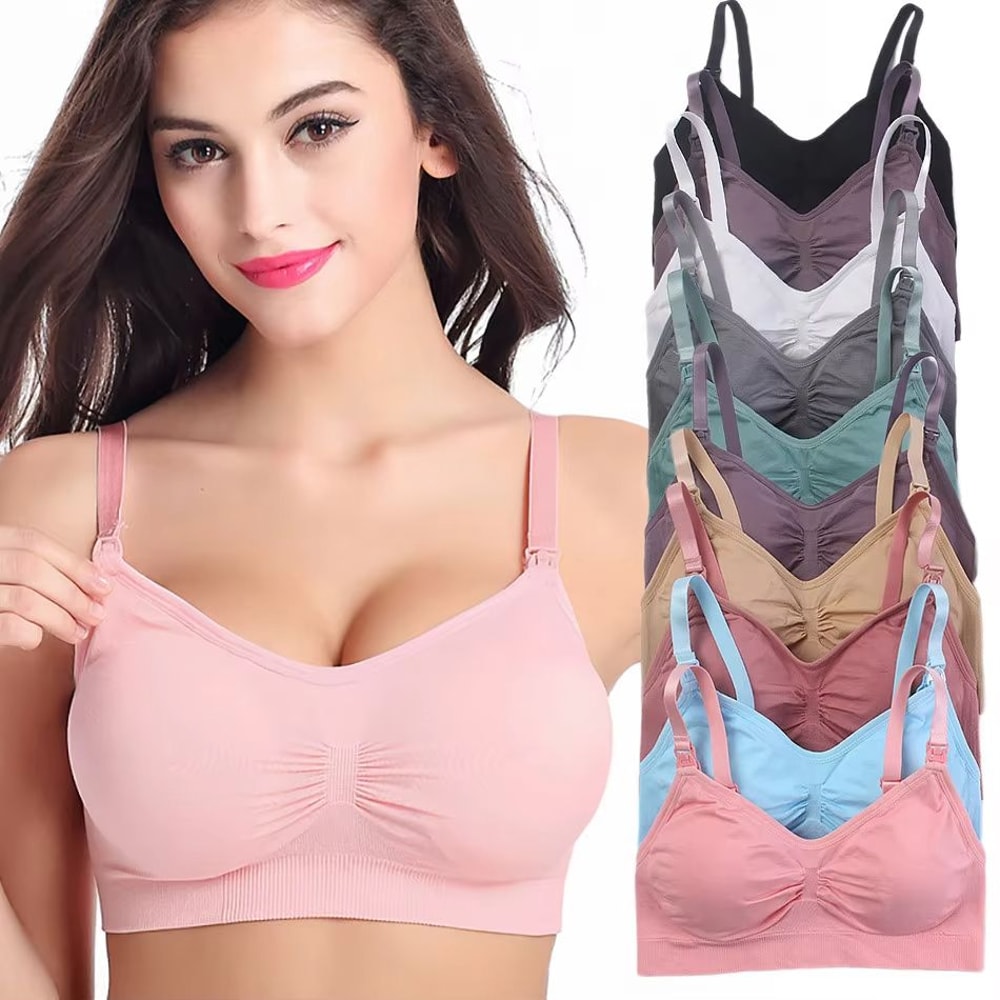 Breathable Wireless Seamless Maternity Nursing Bra Comfortable Breastfeeding Sleep Bralette 0