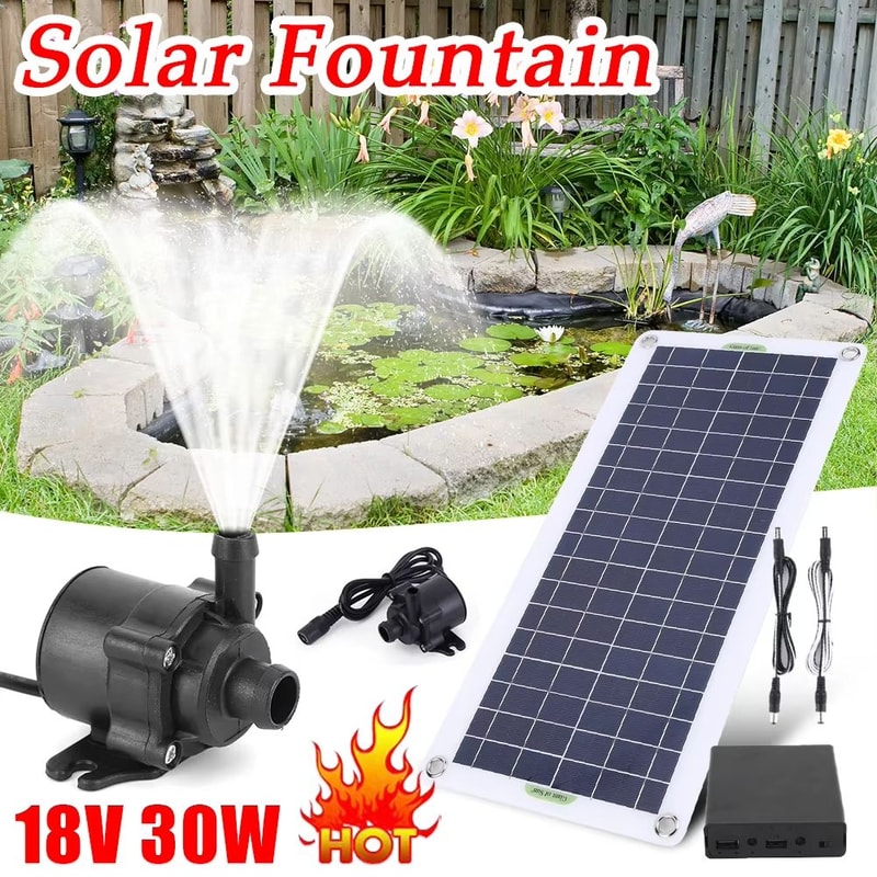 50W 800LH DC 12V Low Noise Brushless Solar Water Pump Kit For Outdoor Fountain Pond Pool Bird Bath 0