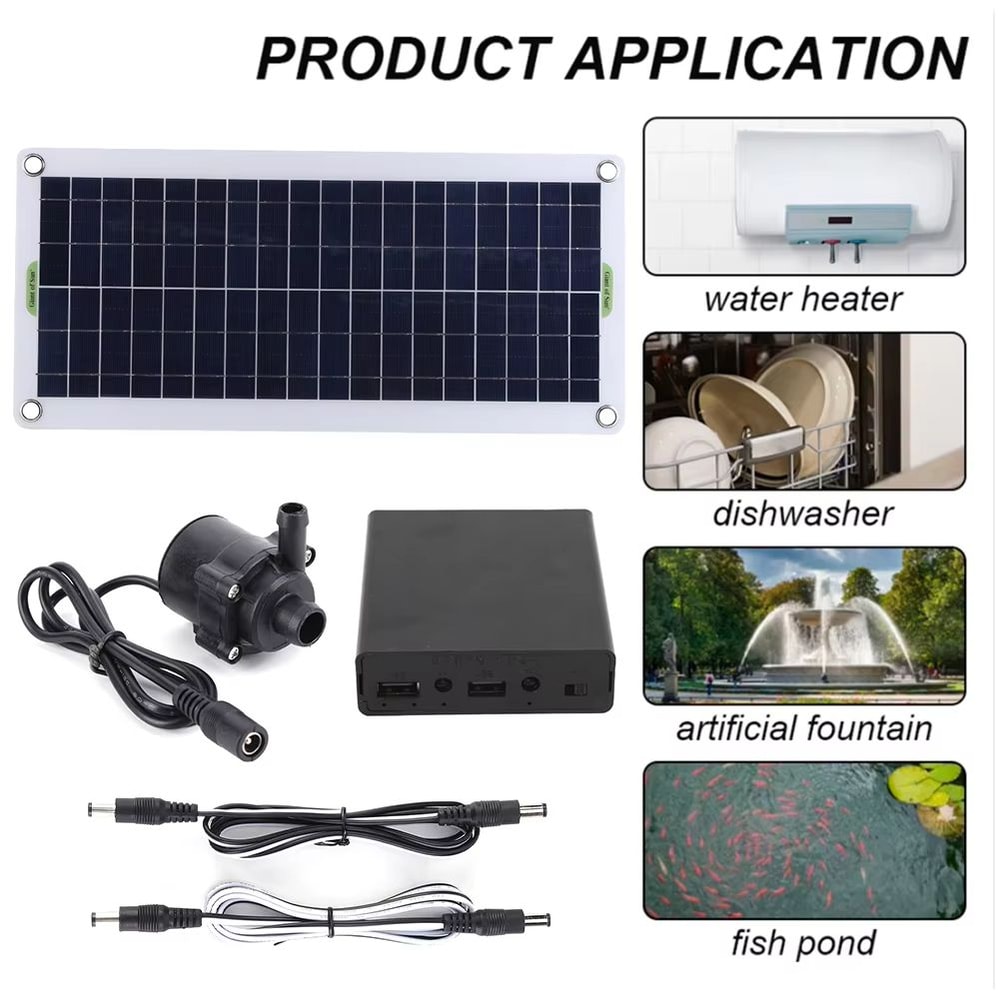 50W 800LH DC 12V Low Noise Brushless Solar Water Pump Kit For Outdoor Fountain Pond Pool Bird Bath 4