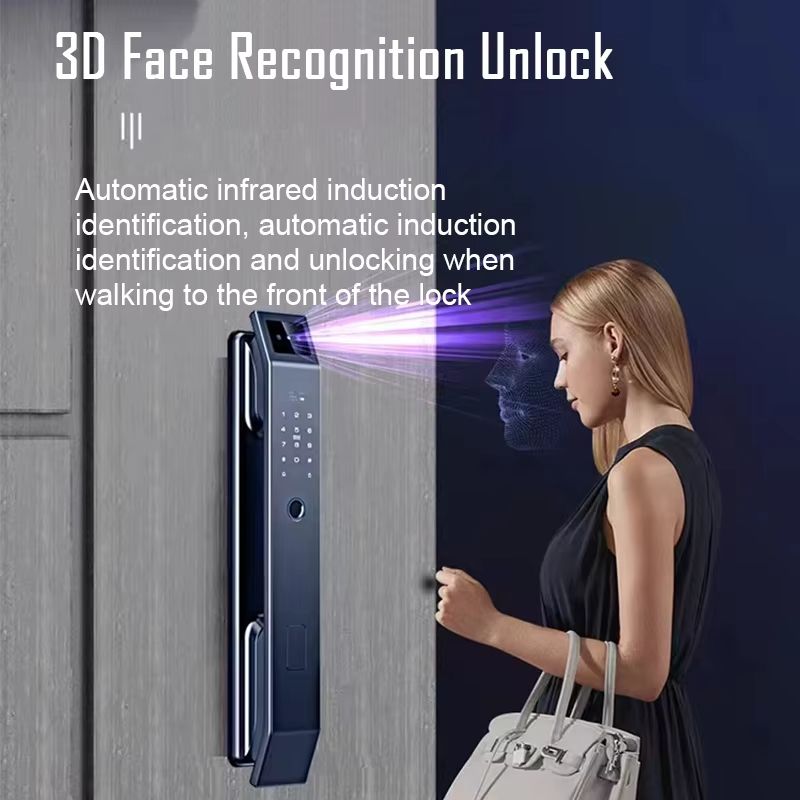 3D Face Recognition Unlock Digital Door Lock With Camera FIngerprint Password Unlock Keyless Electr 1