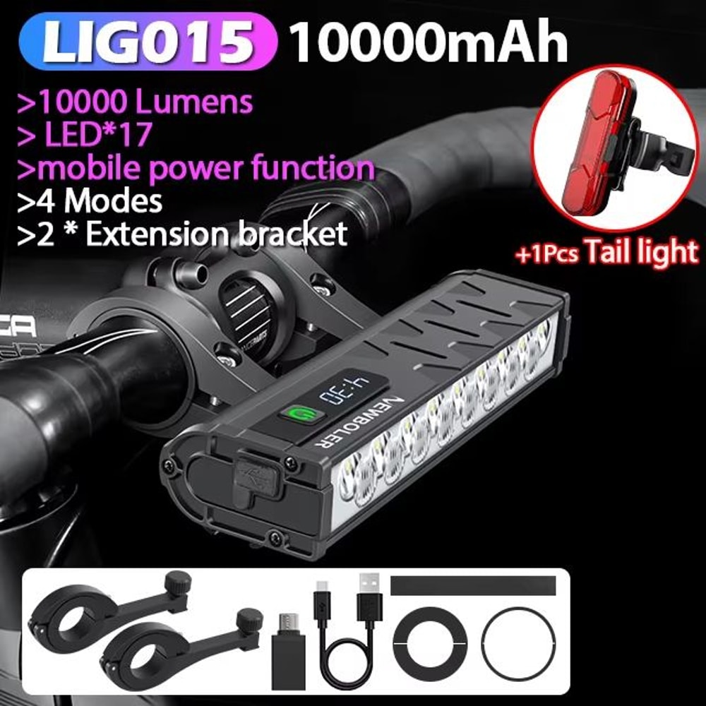 NEWBOLER 10000 Lumen USB Rechargeable Waterproof Bicycle Headlight With 10000mAh Battery For MTB Ro 13