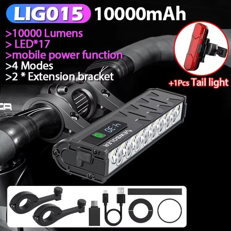 NEWBOLER 10000 Lumen USB Rechargeable Waterproof Bicycle Headlight With 10000mAh Battery For MTB Ro 13