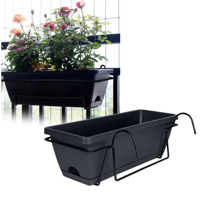 Hanging Planter For Balcony Railing Fence Planter Basket Window Box Flower Pot 6L For Garden And Ya 1