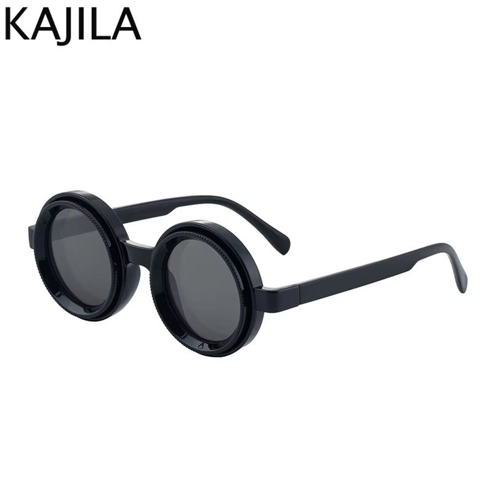 Polarized Small Frame Steampunk Round Sunglasses Adjustable Dimming UV400 Light Reducing Eyewear Fo 13