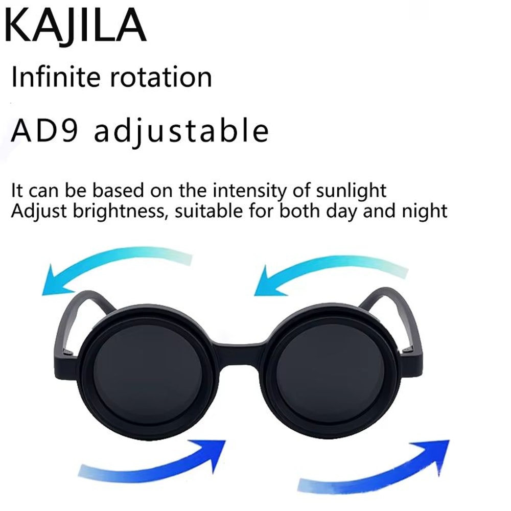 Polarized Small Frame Steampunk Round Sunglasses Adjustable Dimming UV400 Light Reducing Eyewear Fo 3