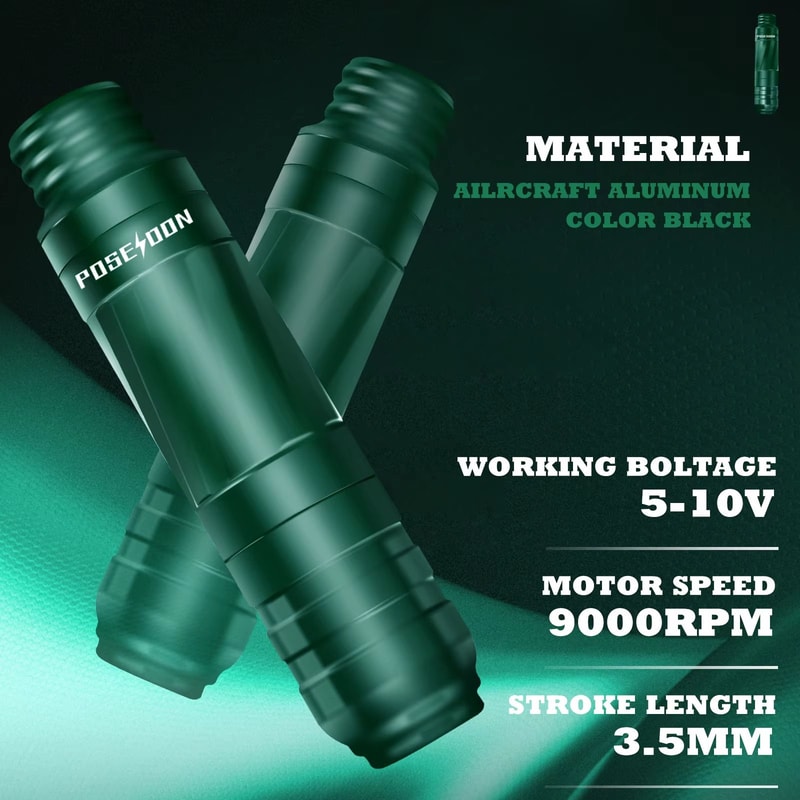 POSEIDON Professional Tattoo Pen Kit With Rotary Electric Tattoo Machine And Power Supply For Artis 3