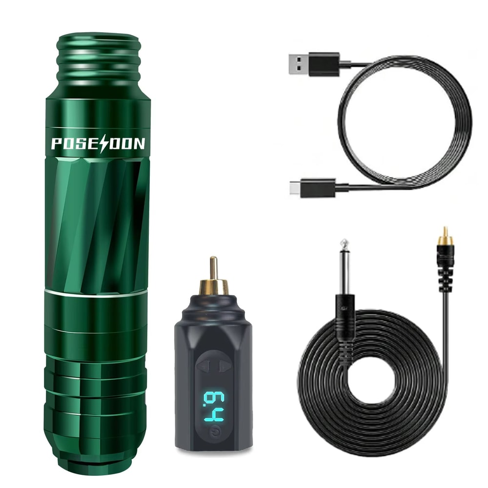 POSEIDON Professional Tattoo Pen Kit With Rotary Electric Tattoo Machine And Power Supply For Artis 6