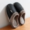 Men Winter Slippers Waterproof PU Leather Fur Lined Indoor Shoes 2