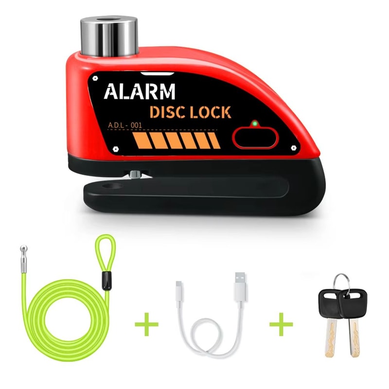 Motorcycle Alarm Disc Brake Lock 110dB Waterproof AntiTheft Padlock 10