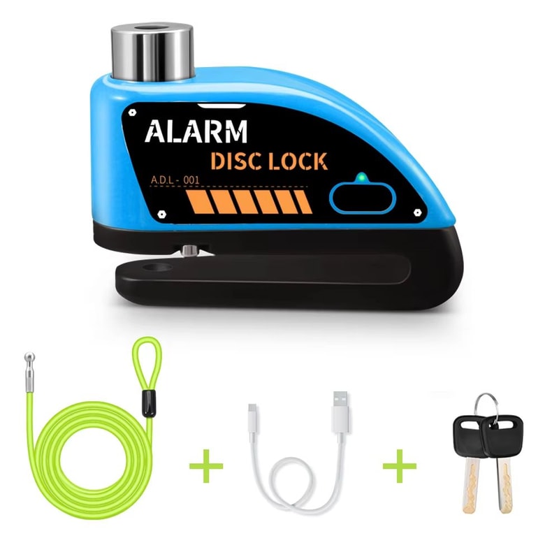 Motorcycle Alarm Disc Brake Lock 110dB Waterproof AntiTheft Padlock 15