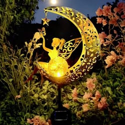 solar fairy moon garden statue – outdoor light stake for patio & yard