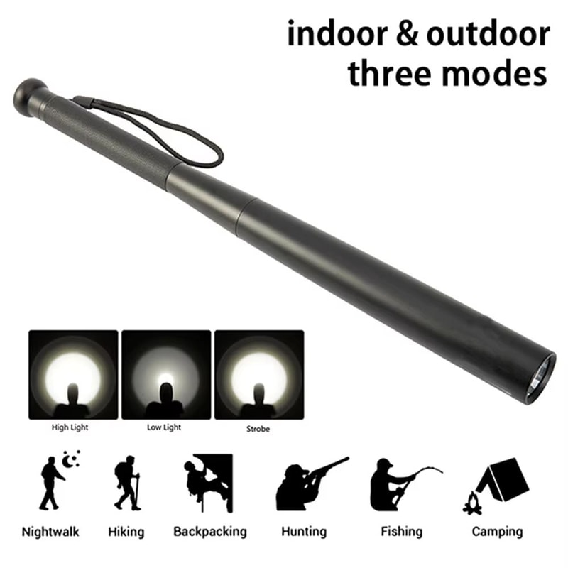 Ultra Bright Baseball Bat Flashlight SelfDefense Outdoor Emergency Torch 0