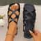 Women Solid Color Woven Sandals Soft Sole Casual Slides 3