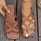 Women Solid Color Woven Sandals Soft Sole Casual Slides 5