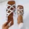Women Solid Color Woven Sandals Soft Sole Casual Slides 10