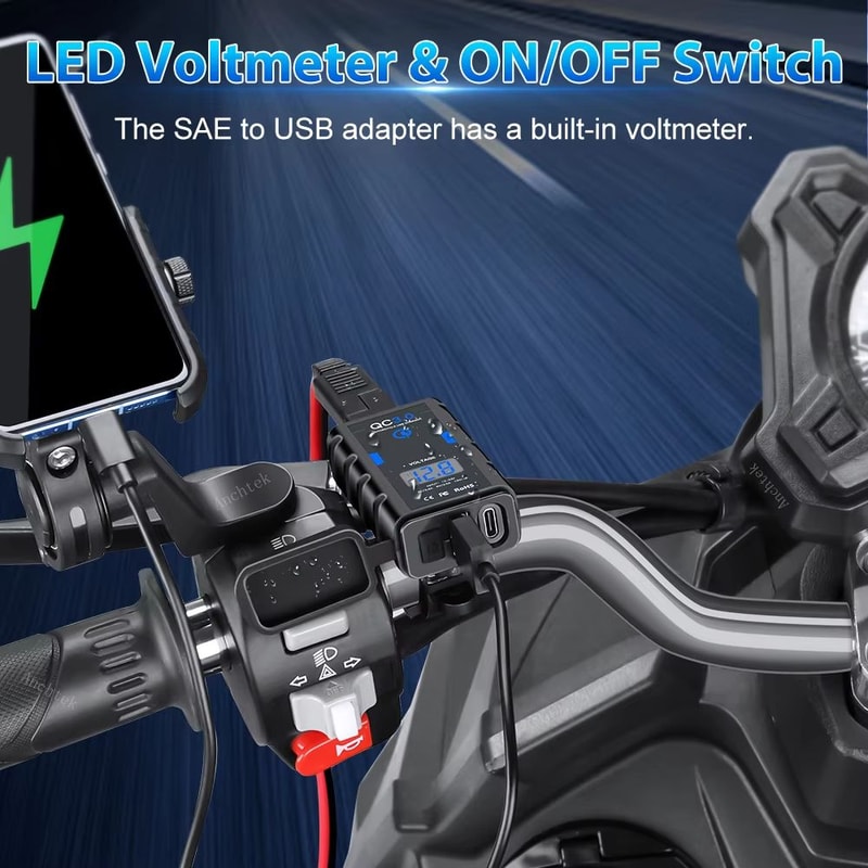 Anchtek Motorcycle USB Charger 64 A QC30 PD FastCharging Socket 2