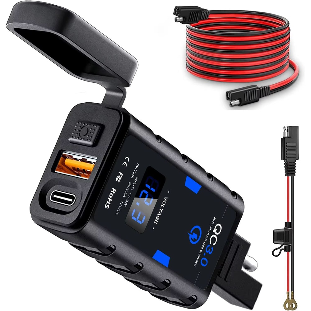 Anchtek Motorcycle USB Charger 64 A QC30 PD FastCharging Socket 6