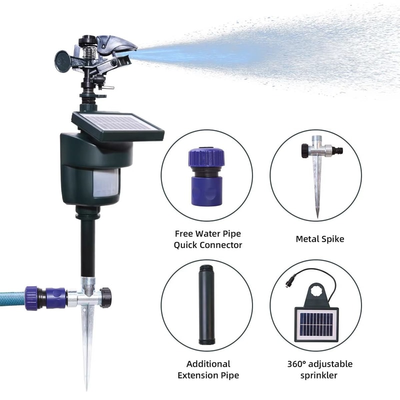 Solar Motion Sensor Sprinkler EcoFriendly Jet Spray Animal Repeller With Solar Panel For Garden Y 2