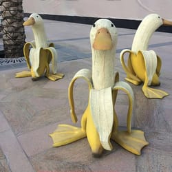 banana duck garden statue – whimsical peeled banana duck yard sculpture, vintage outdoor & home decor
