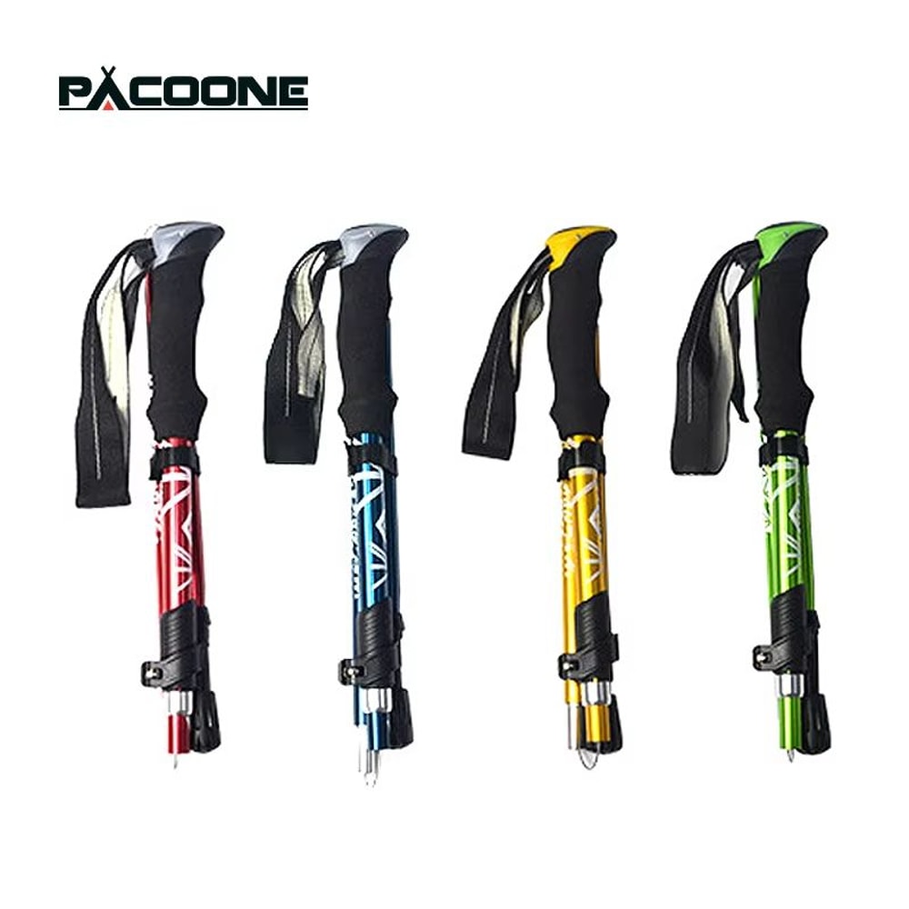 5Section Folding Trekking Pole Portable Telescopic Hiking Stick For Camping Walking And Nordic Use 0