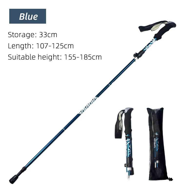 5Section Folding Trekking Pole Portable Telescopic Hiking Stick For Camping Walking And Nordic Use 9