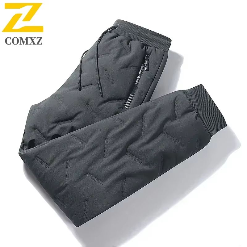 Mens Winter Down Cotton Pants Waterproof Warm Thickened Outdoor Ski Joggers With Zipper Pockets 9
