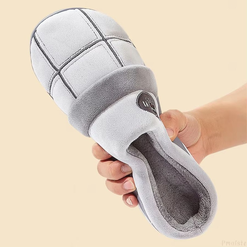 Mens Winter Plaid House Slippers Warm Plush Indoor Shoes With Soft Memory Foam And Non Slip SoleKe 5
