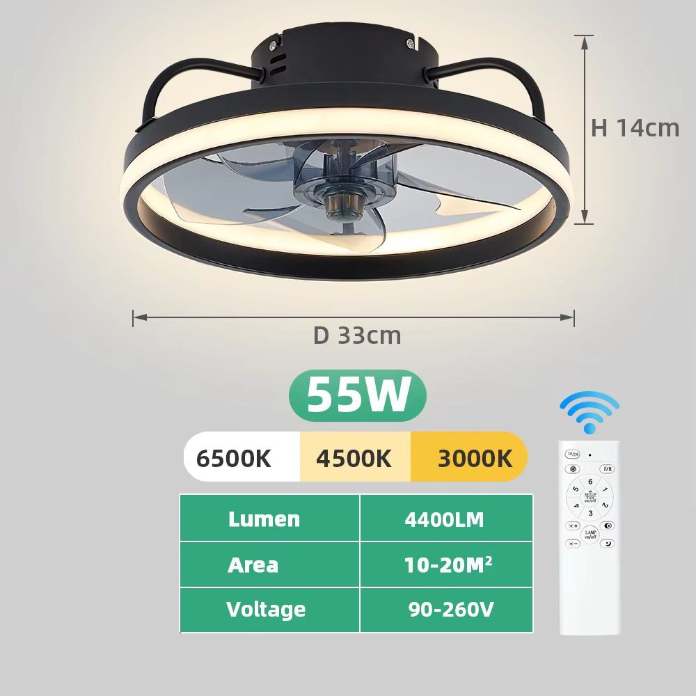 LED Ceiling Fan With Remote Control Silent Smart Ceiling Light Fan For Bedroom And Living Room Dec 6