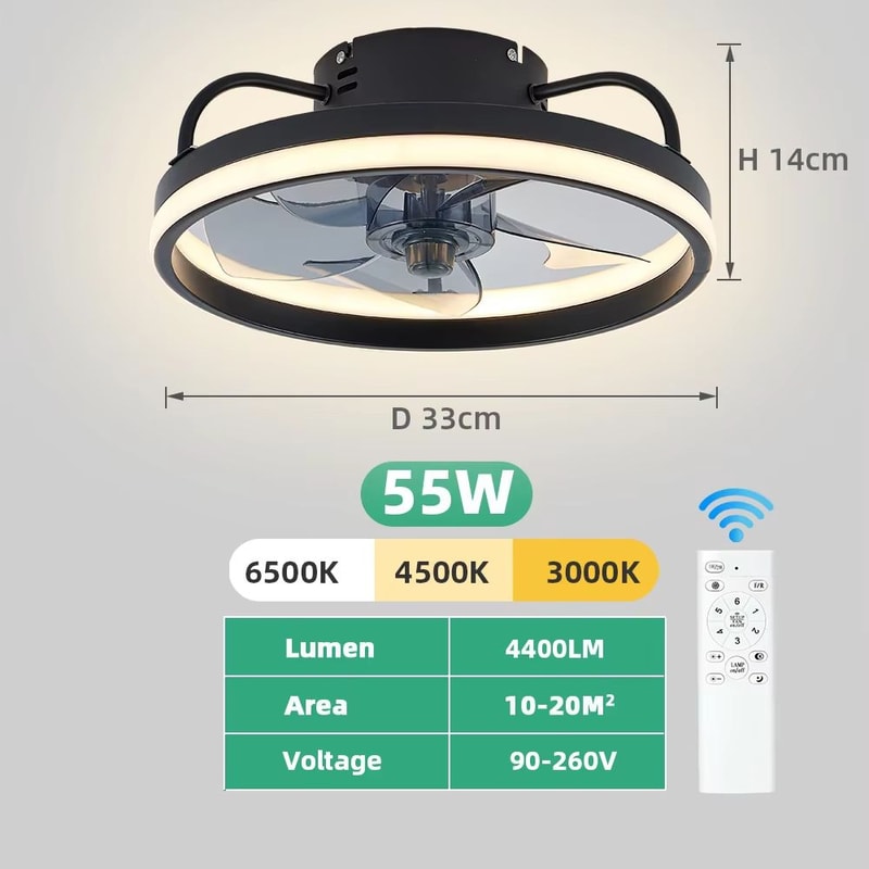 LED Ceiling Fan With Remote Control Silent Smart Ceiling Light Fan For Bedroom And Living Room Dec 6