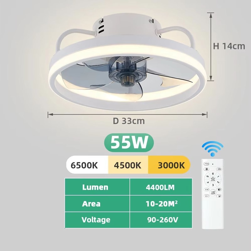 LED Ceiling Fan With Remote Control Silent Smart Ceiling Light Fan For Bedroom And Living Room Dec 7