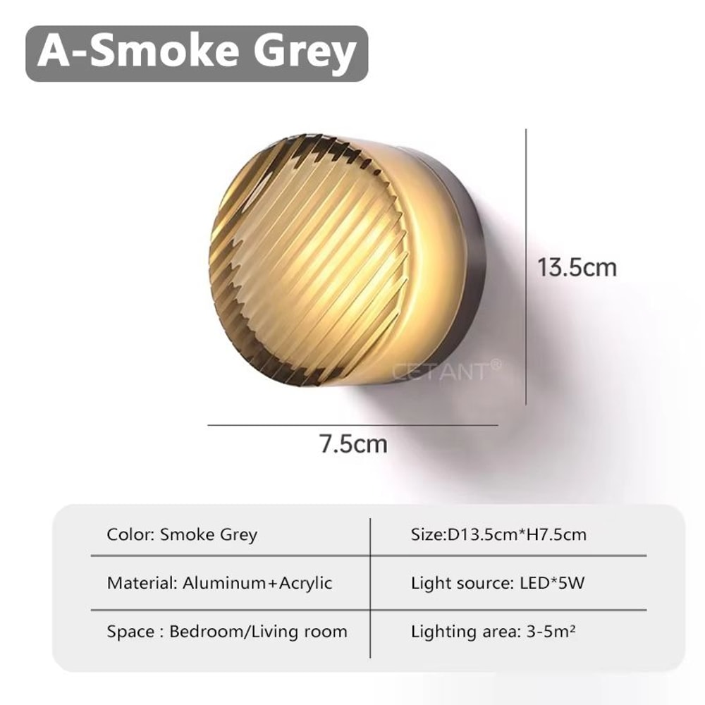 Modern LED Wall Lamp Amber Or Smokey Grey Jelly Glass Wall Sconce For Living Room Bedroom Corridor 8