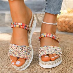 bohowaves color-pop woven wedge sandals (plus size friendly)