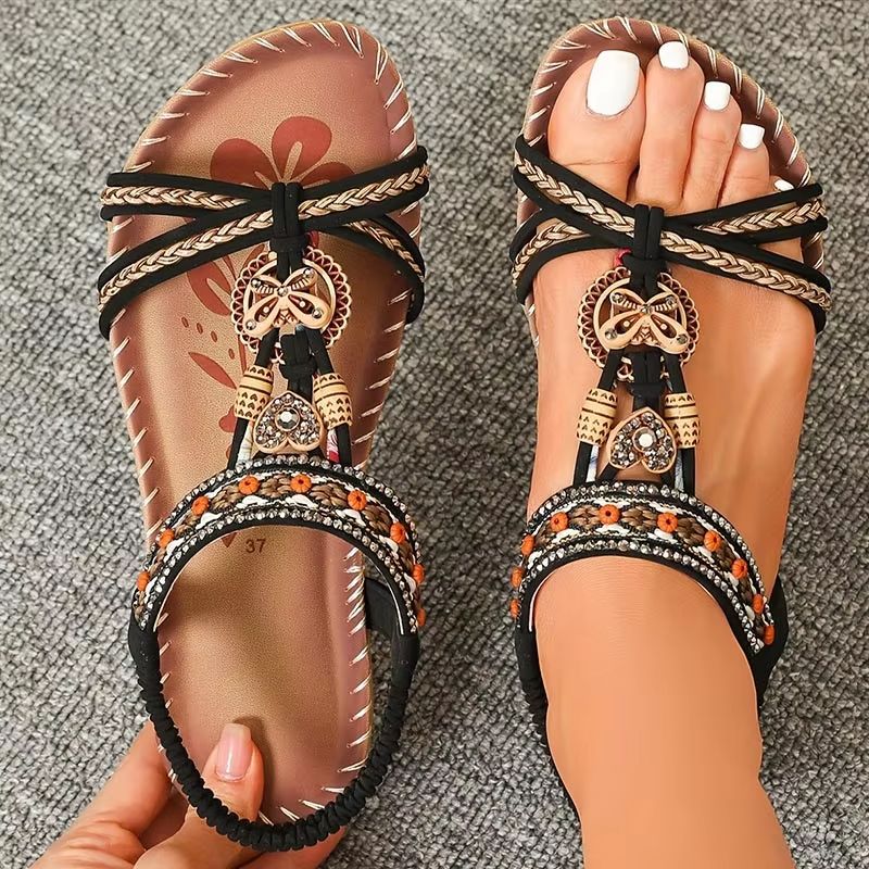 Bohemian Style Summer Sandals For Women Soft Bottom Low Heel NonSlip Comfortable Shoes 0