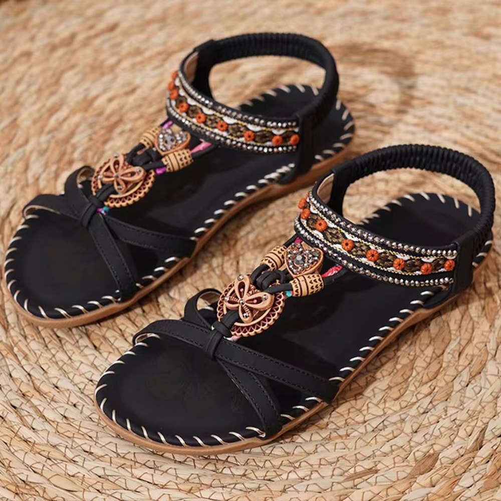 Bohemian Style Summer Sandals For Women Soft Bottom Low Heel NonSlip Comfortable Shoes 12