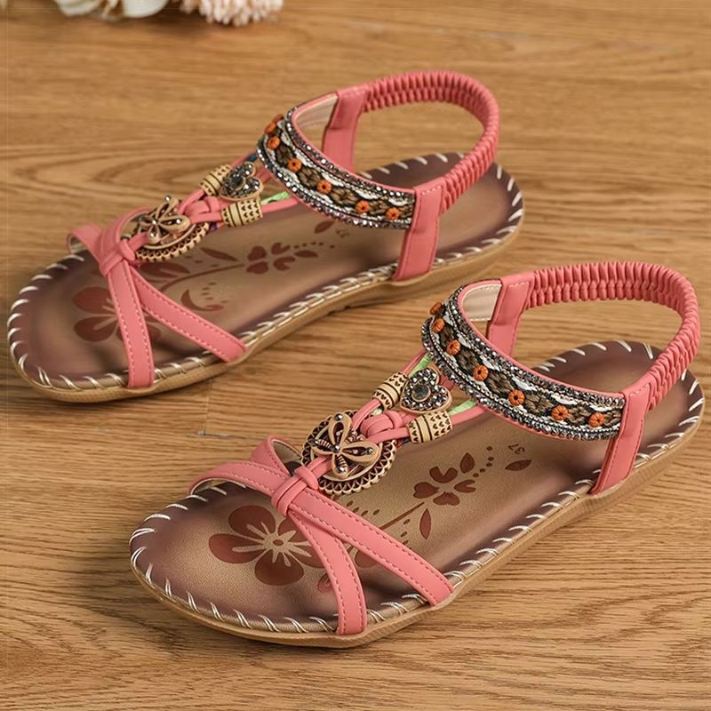 Bohemian Style Summer Sandals For Women Soft Bottom Low Heel NonSlip Comfortable Shoes 6