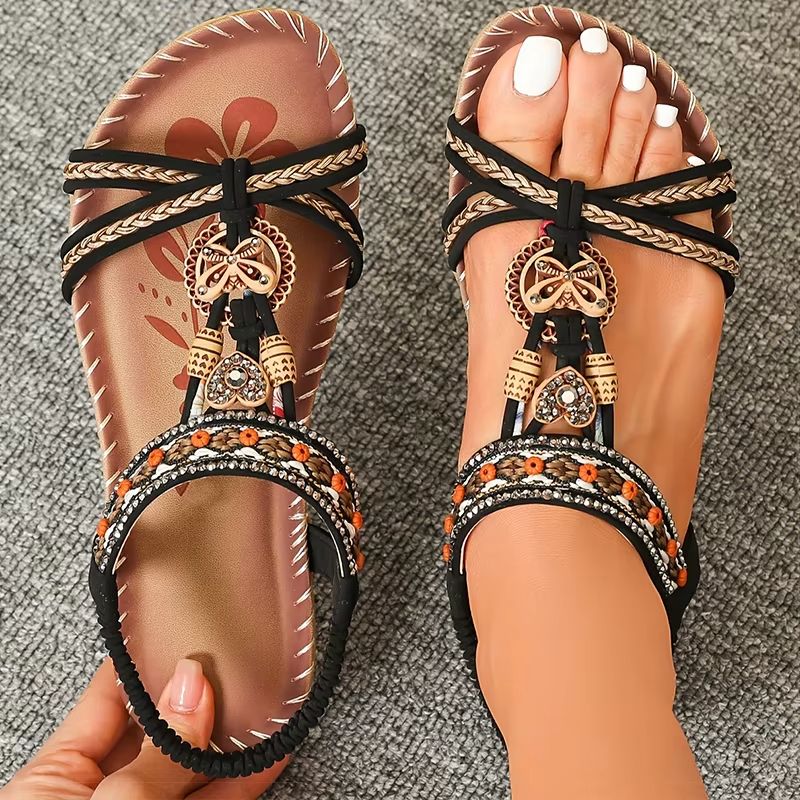 Bohemian Style Summer Sandals For Women Soft Bottom Low Heel NonSlip Comfortable Shoes 22