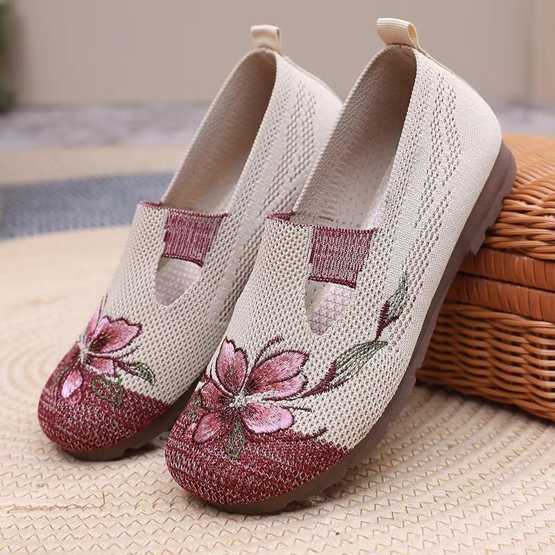 Breathable Summer Women Mesh Flat Shoes Soft Sole Anti Slip Embroidered Casual Loafers 5