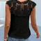 Elegant Lace Patchwork VNeck Sleeveless Top Womens Summer Casual Chic Blouse 3