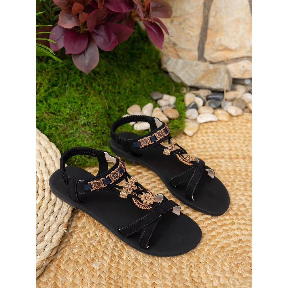 Boho Bliss RoundToe Flat Sandals Casual Summer Bohemian Sandals 4