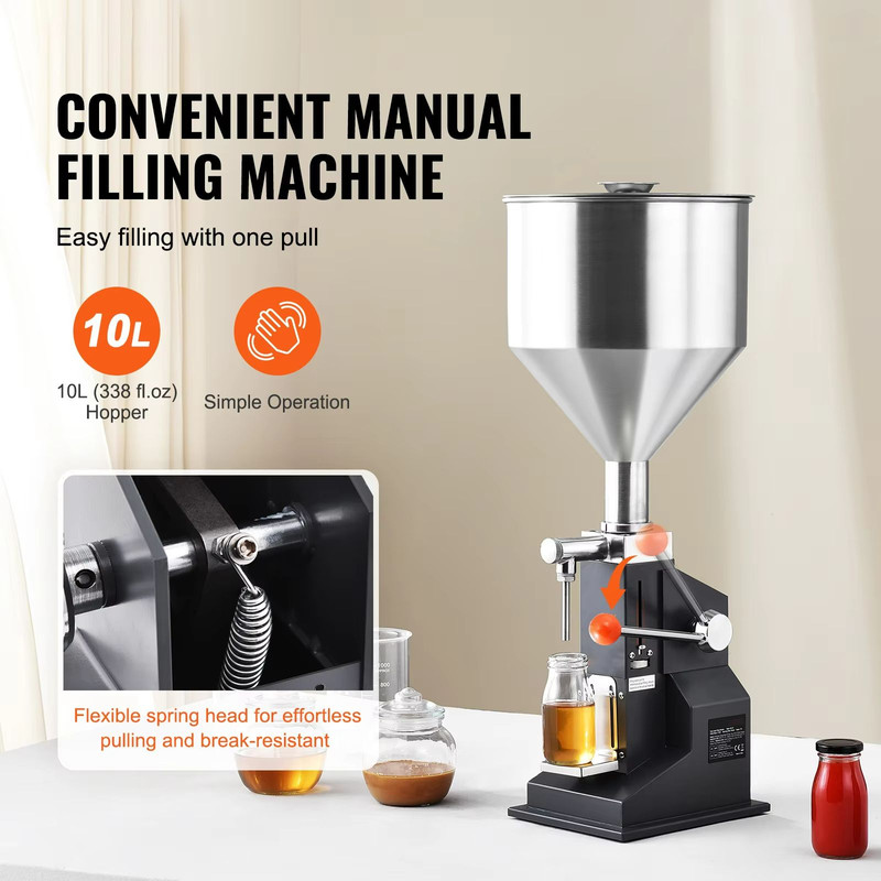 Adjustable 5100 Ml Manual Liquid Filling Machine FoodGrade Hopper Bottle Filler 1