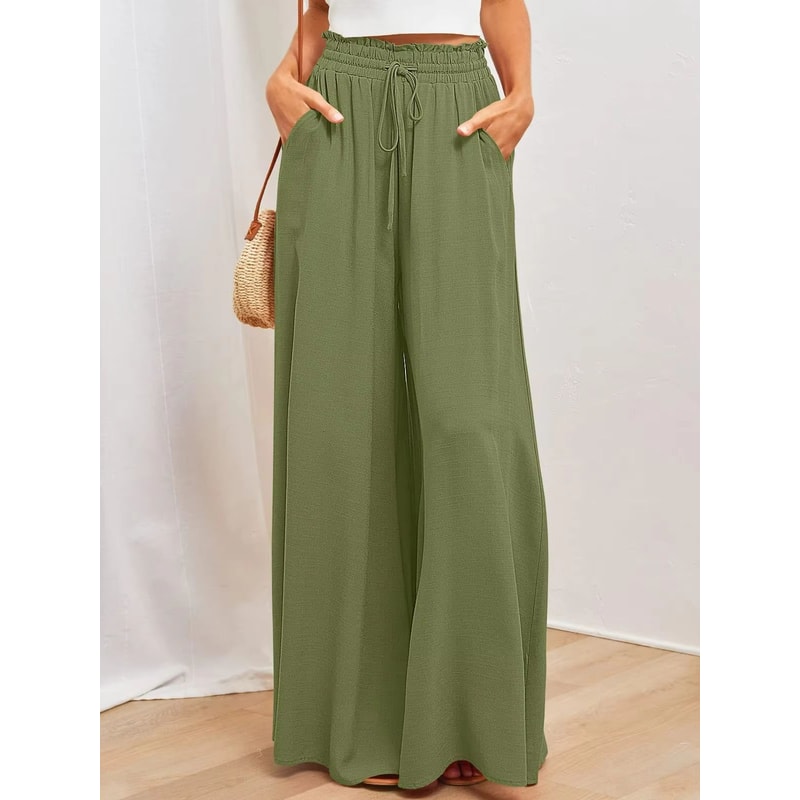 BreezeEase Womens Wide Leg Pants Lightweight Elastic Waist Summer Trousers For Effortless Style 10