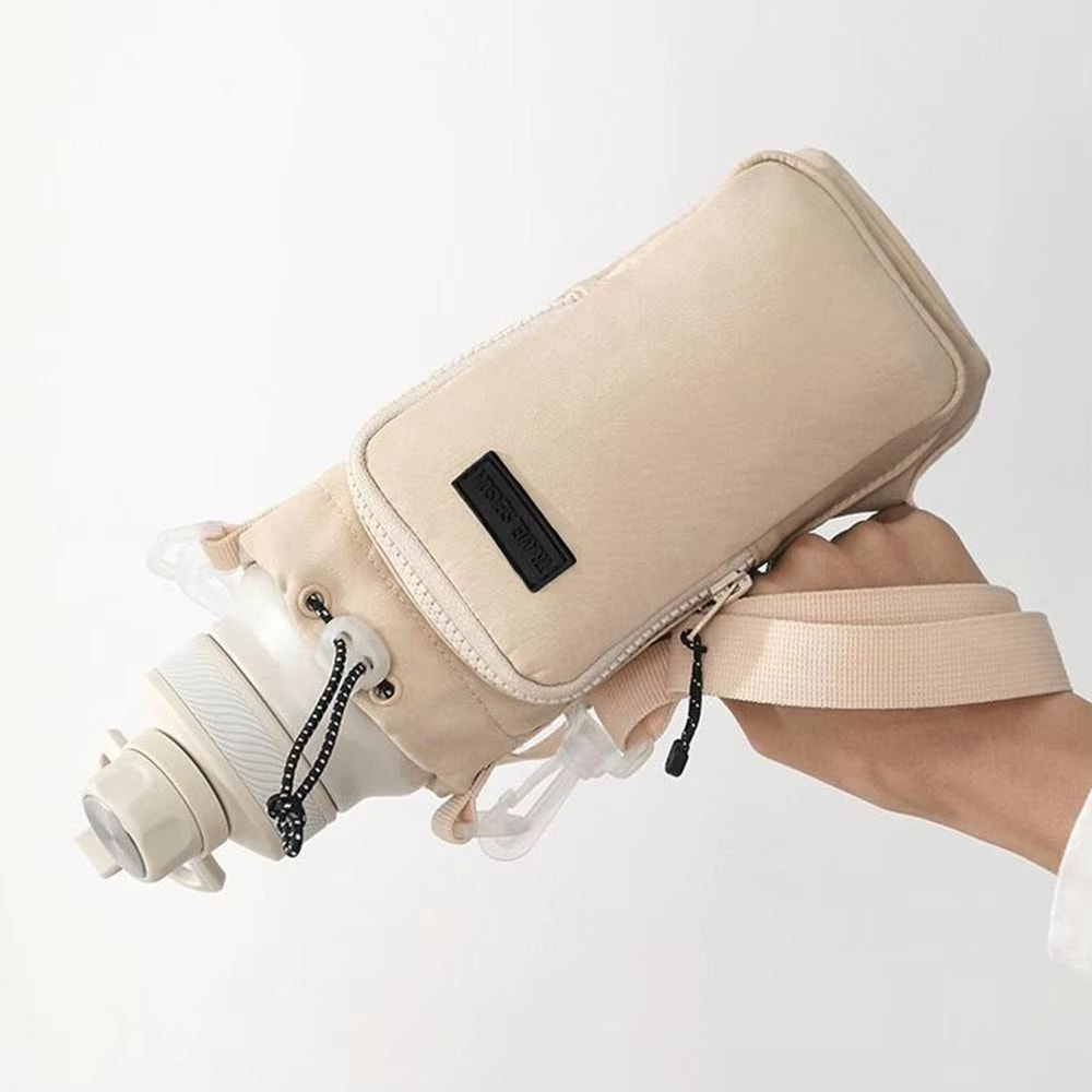 Portable Water Bottle Bag Adjustable Shoulder Strap Sleeve For Hiking Walking Camping Gym 2