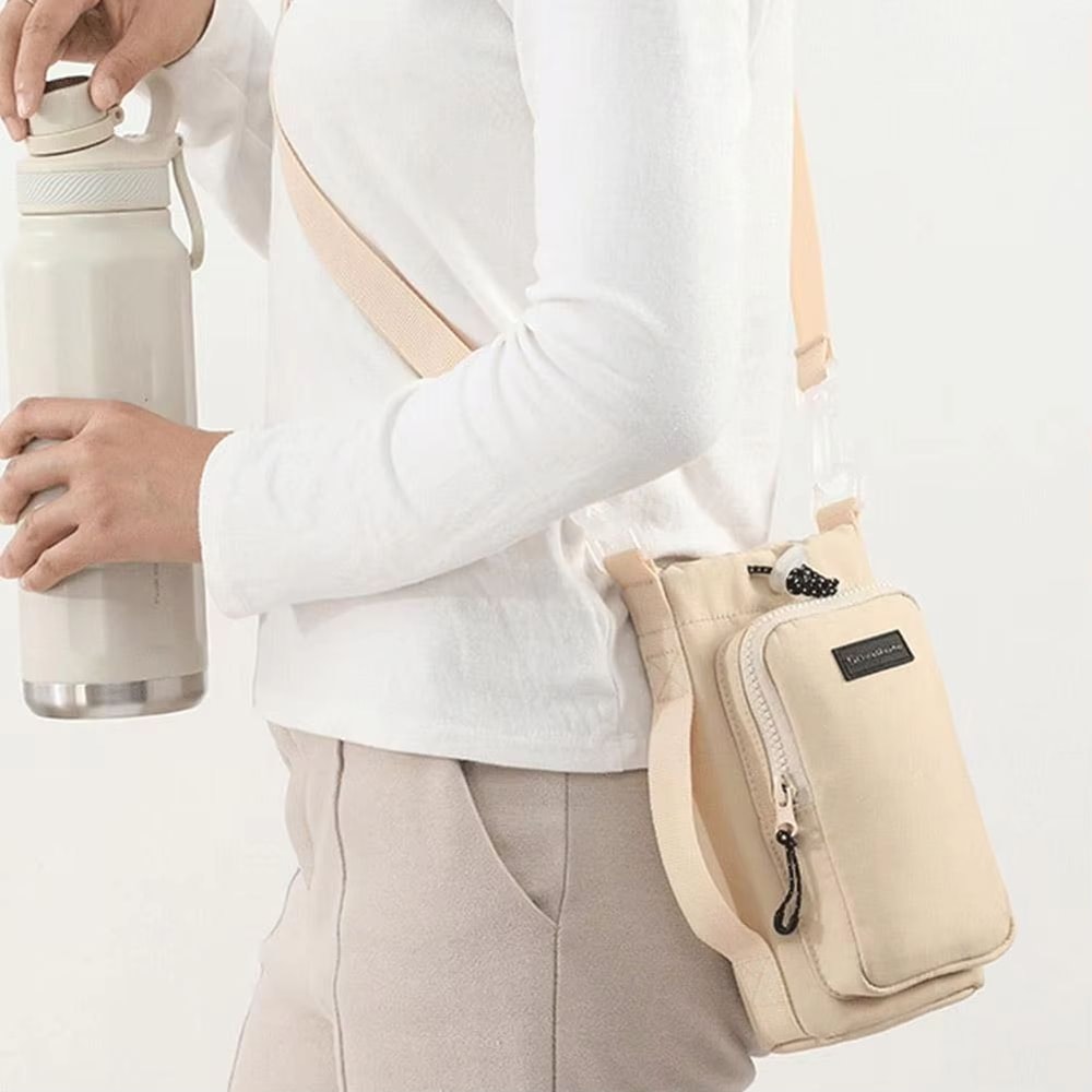 Portable Water Bottle Bag Adjustable Shoulder Strap Sleeve For Hiking Walking Camping Gym 3