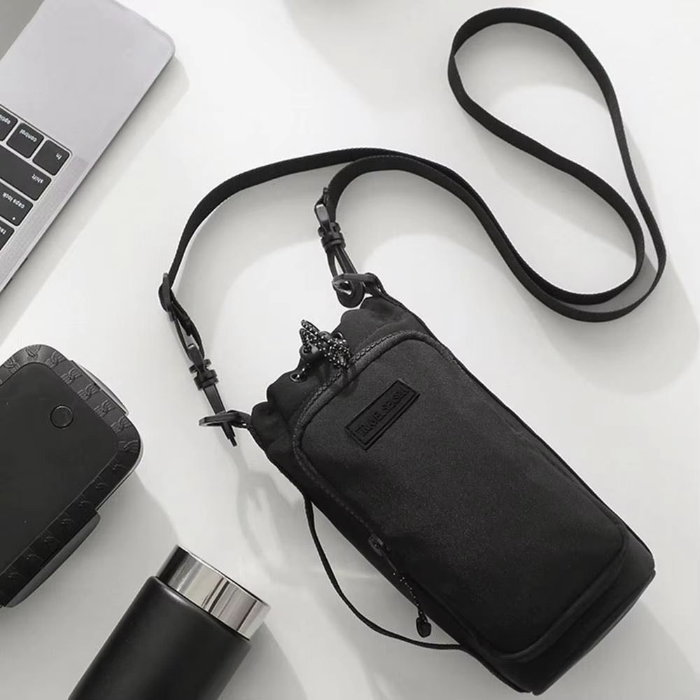 Portable Water Bottle Bag Adjustable Shoulder Strap Sleeve For Hiking Walking Camping Gym 4