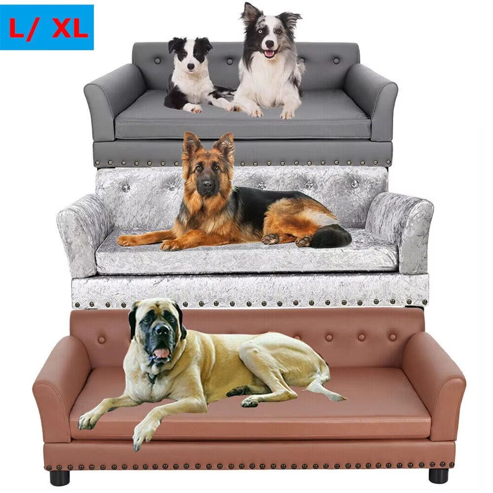 Heavy Duty Pet Sofa Large Raised Dog Bed Cushioned Cat Couch Lounge 0