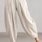 Women Summer Cotton Wide Leg Pants Elastic Waist Loose Casual Trousers 6