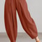 Women Summer Cotton Wide Leg Pants Elastic Waist Loose Casual Trousers 13