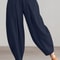 Women Summer Cotton Wide Leg Pants Elastic Waist Loose Casual Trousers 4